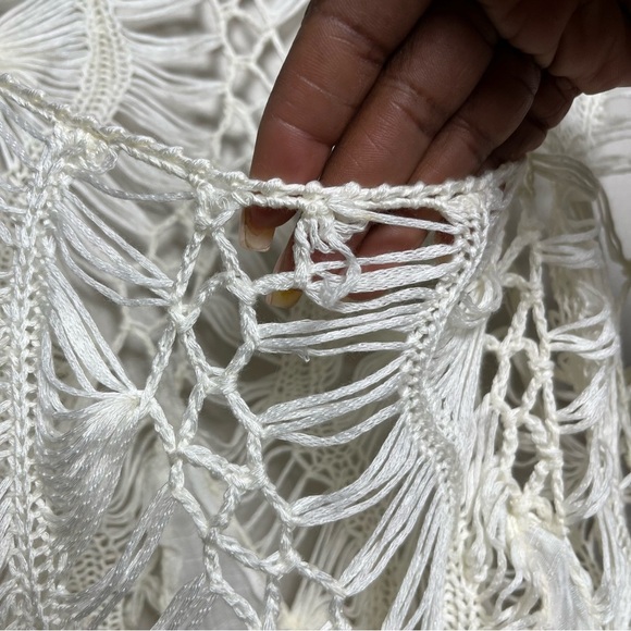 Rima‎ Women Fairy Top Large Ivory Crochet Asymmetrical Sleeveless Boho Whimsical - Picture 4 of 8